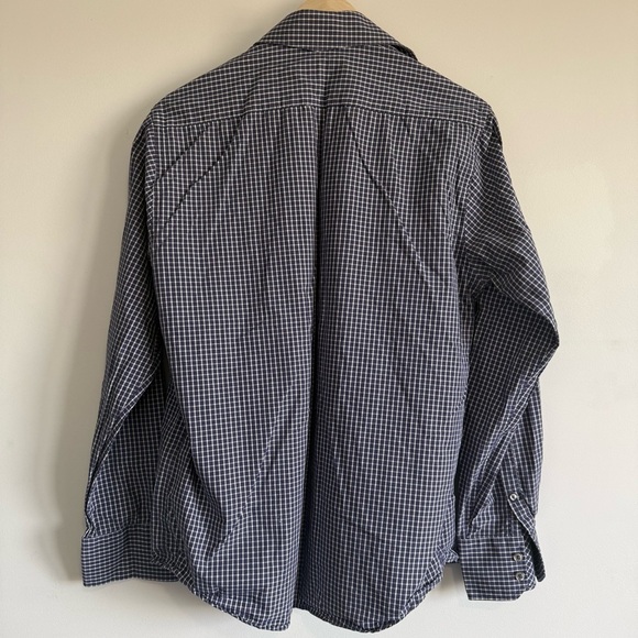 Vintage Guy Laroche Navy Checkered Button Down Shirt - Picture 5 of 5